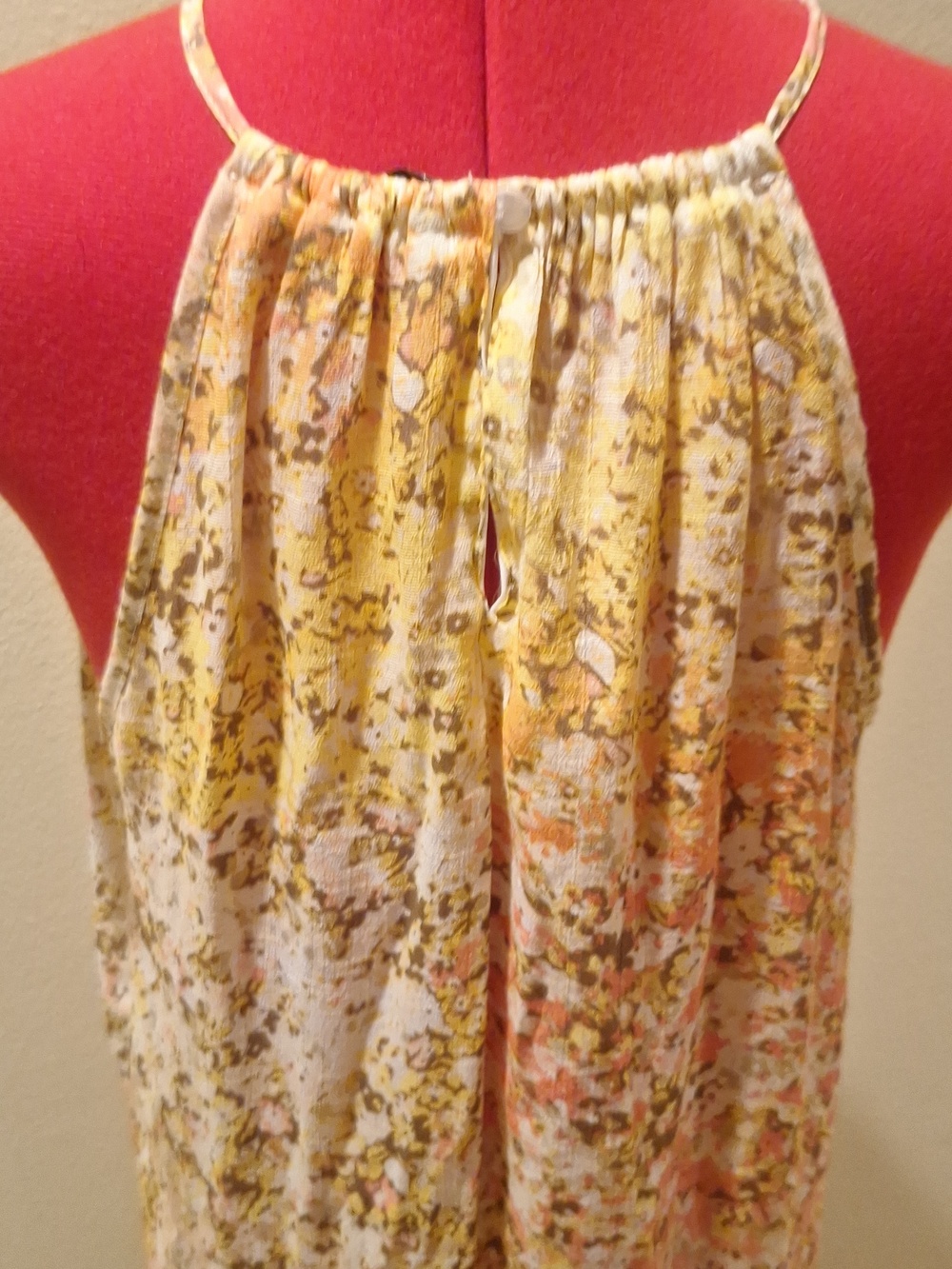 Mlle Gabrielle Red and Yellow Floral Halter Dress Size L - Picture 9 of 12